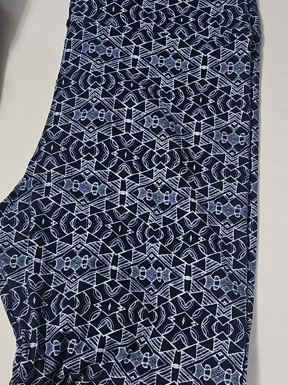 LuLaRoe Navy and White Geometric Tall & Curvy Top